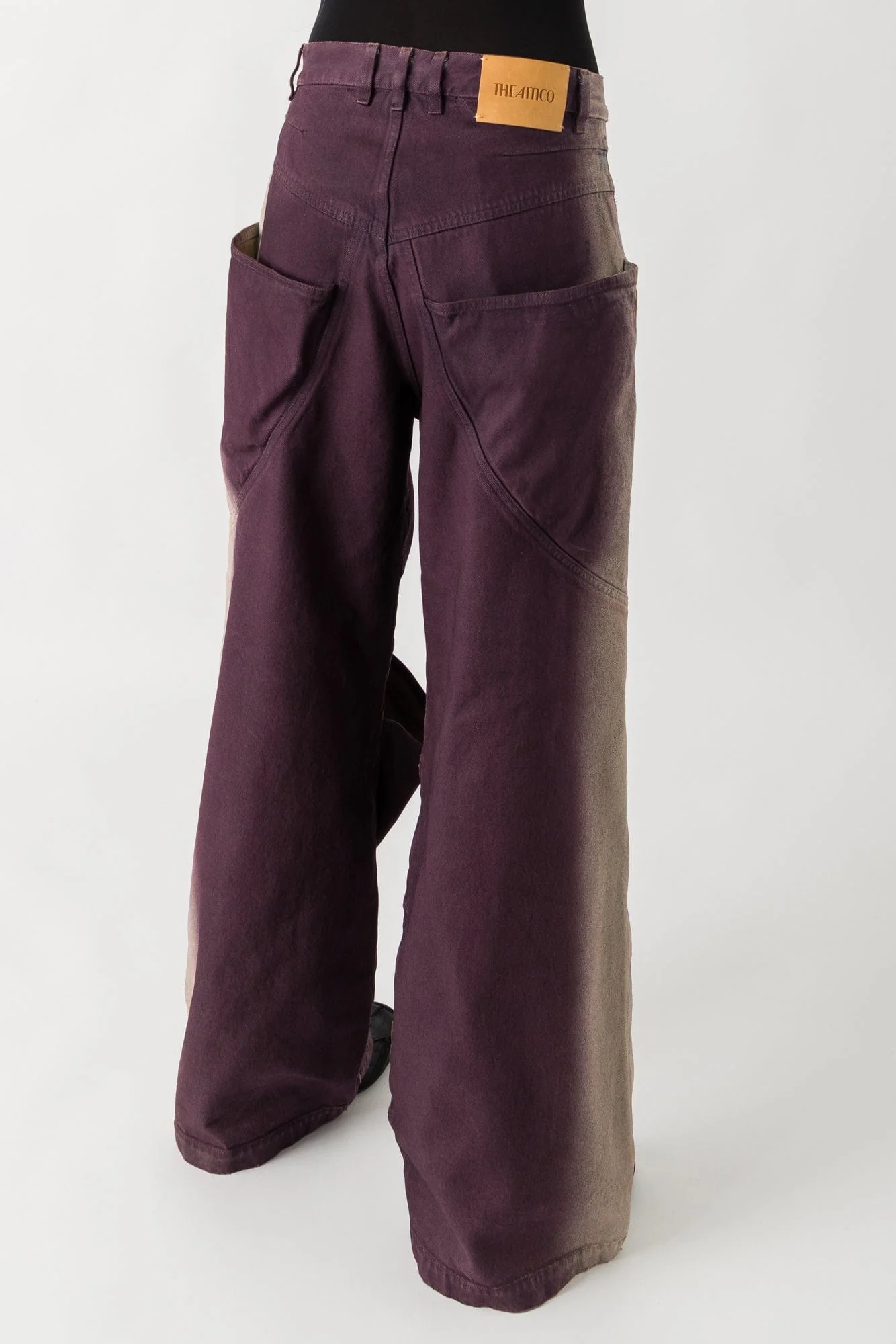 The Attico Long Double Pants in Purple Faded Wash - Image 3