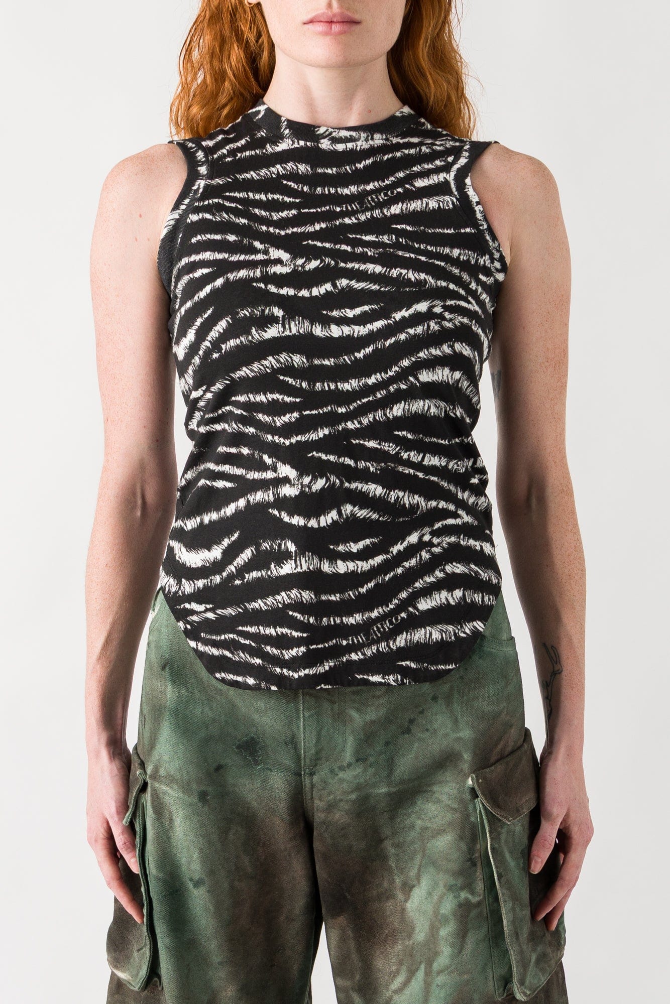 The Attico Tank Top in Zebra Jersey