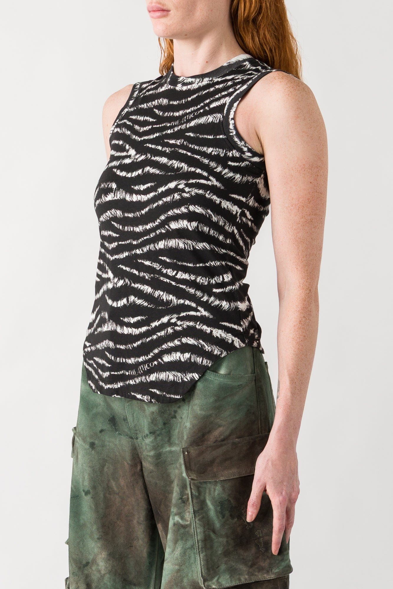 The Attico Tank Top in Zebra Jersey - Image 2