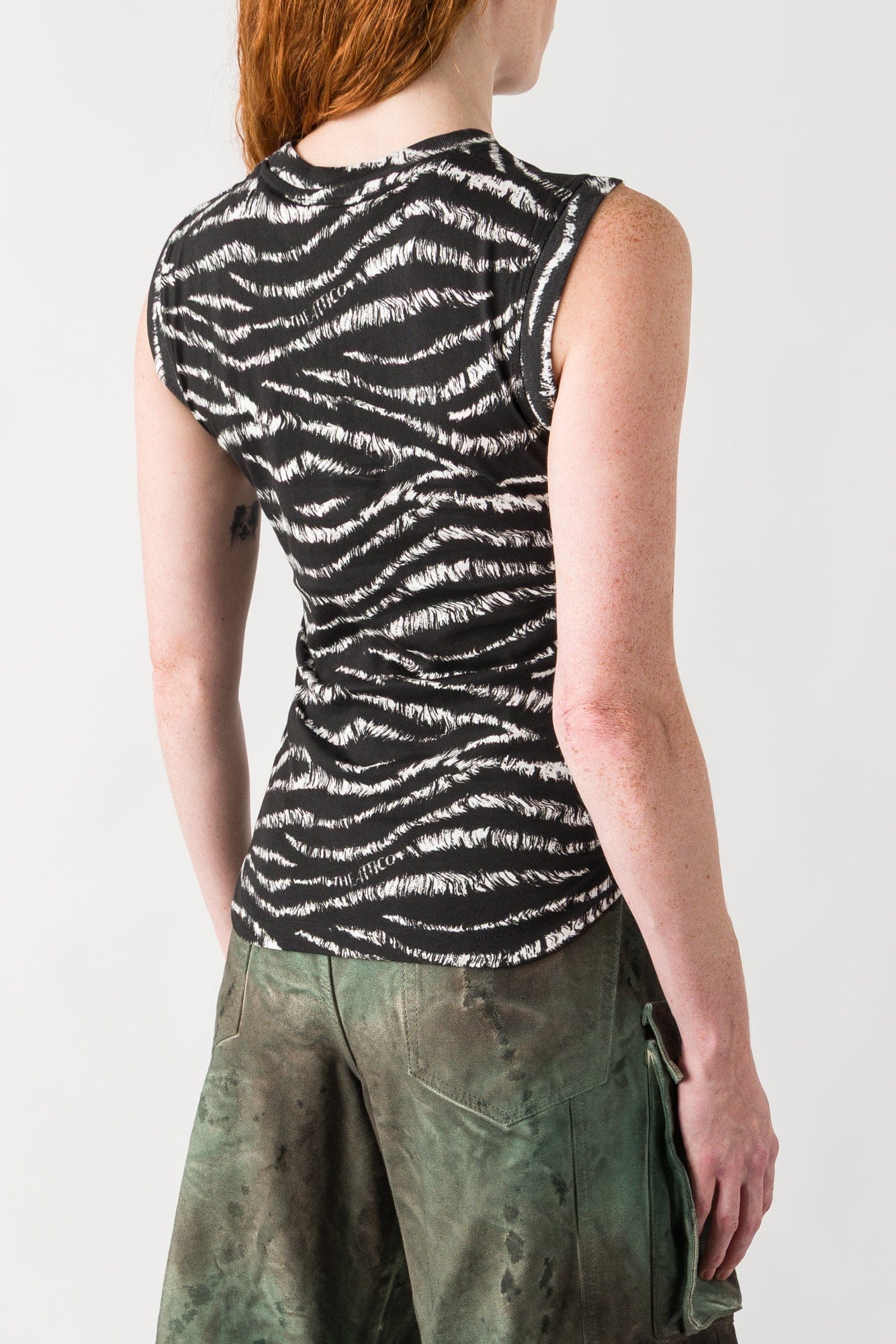 The Attico Tank Top in Zebra Jersey - Image 3