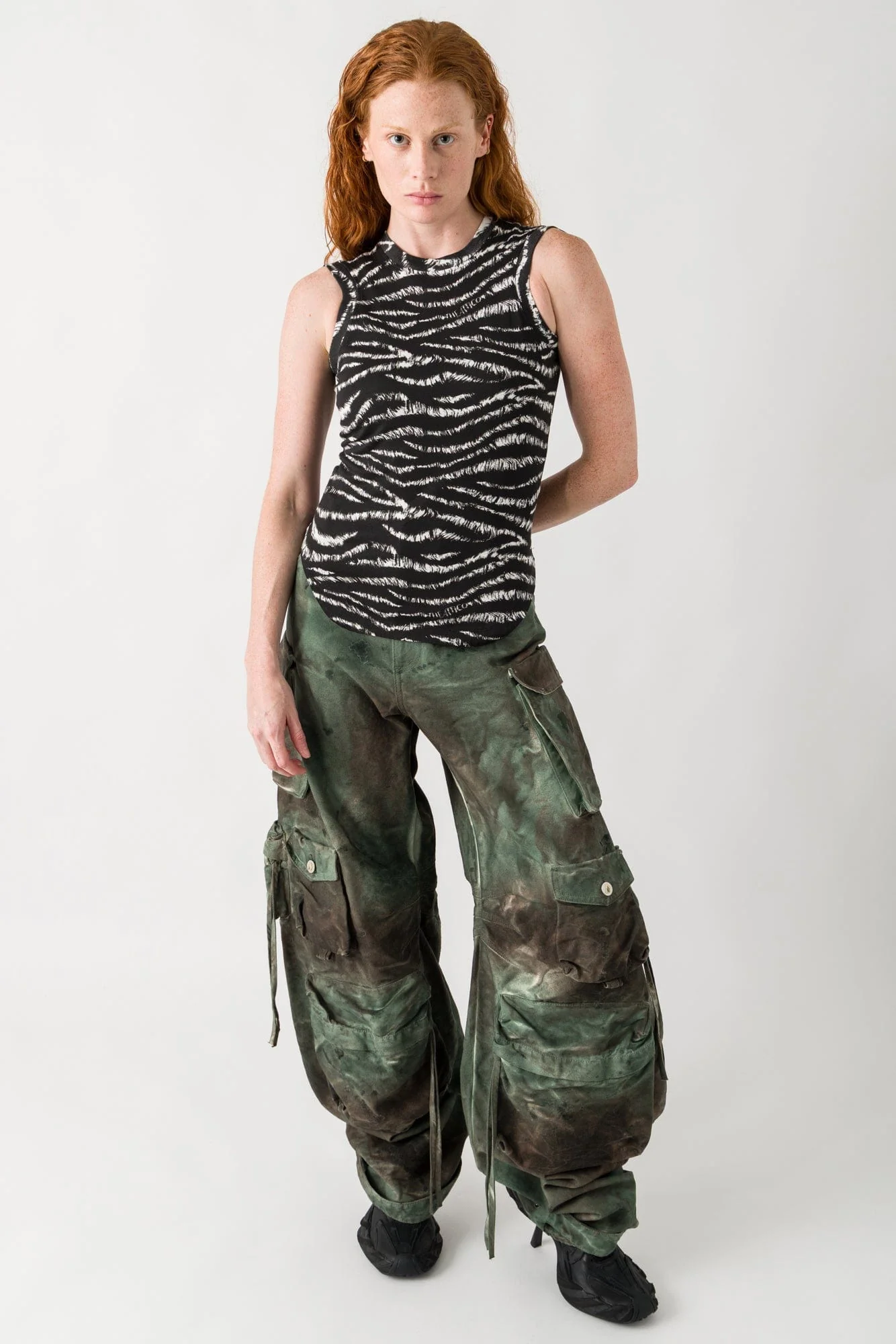 The Attico Tank Top in Zebra Jersey - Image 4