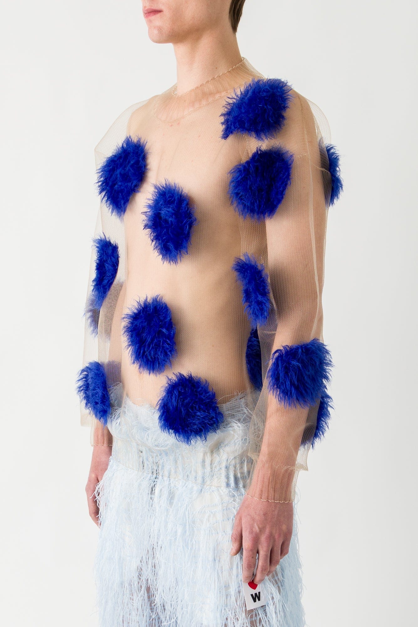 Walter Van Beirendonck Flying Dots Knit in Light Skin and Blue SS25 - Image 2