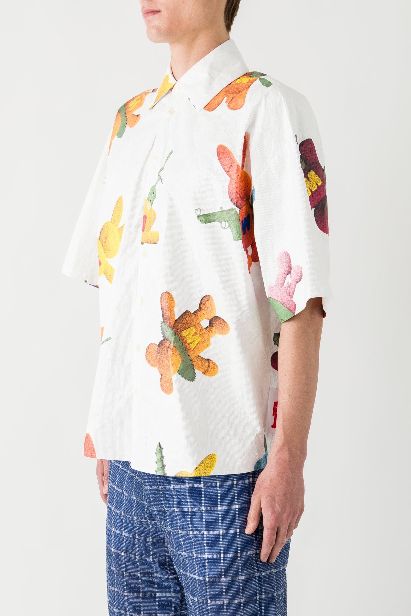 Walter Van Beirendonck Short Sleeve Star Shirt in White SS25 - Image 2