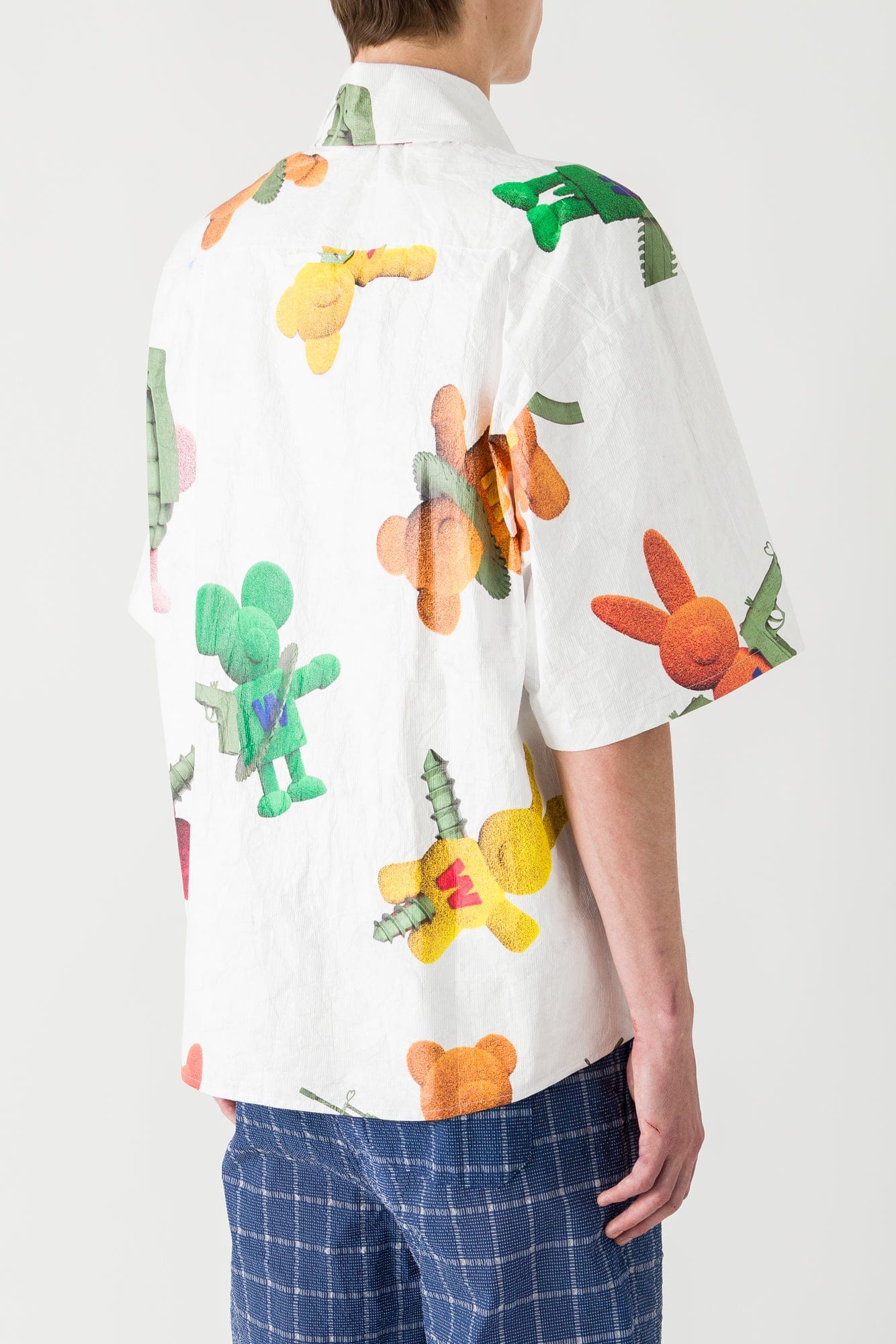 Walter Van Beirendonck Short Sleeve Star Shirt in White SS25 - Image 3