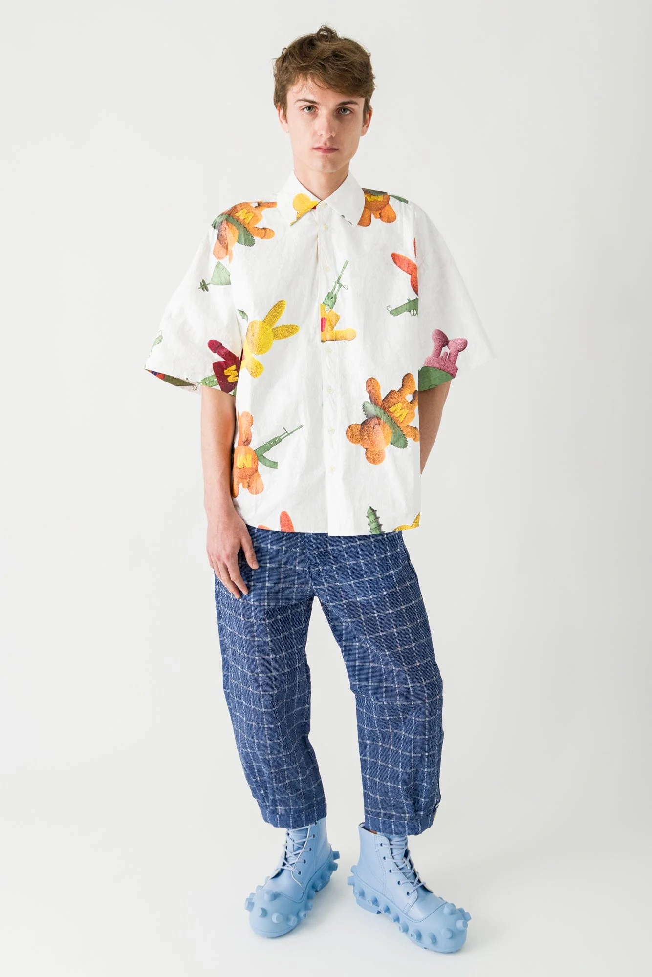 Walter Van Beirendonck Short Sleeve Star Shirt in White SS25 - Image 4