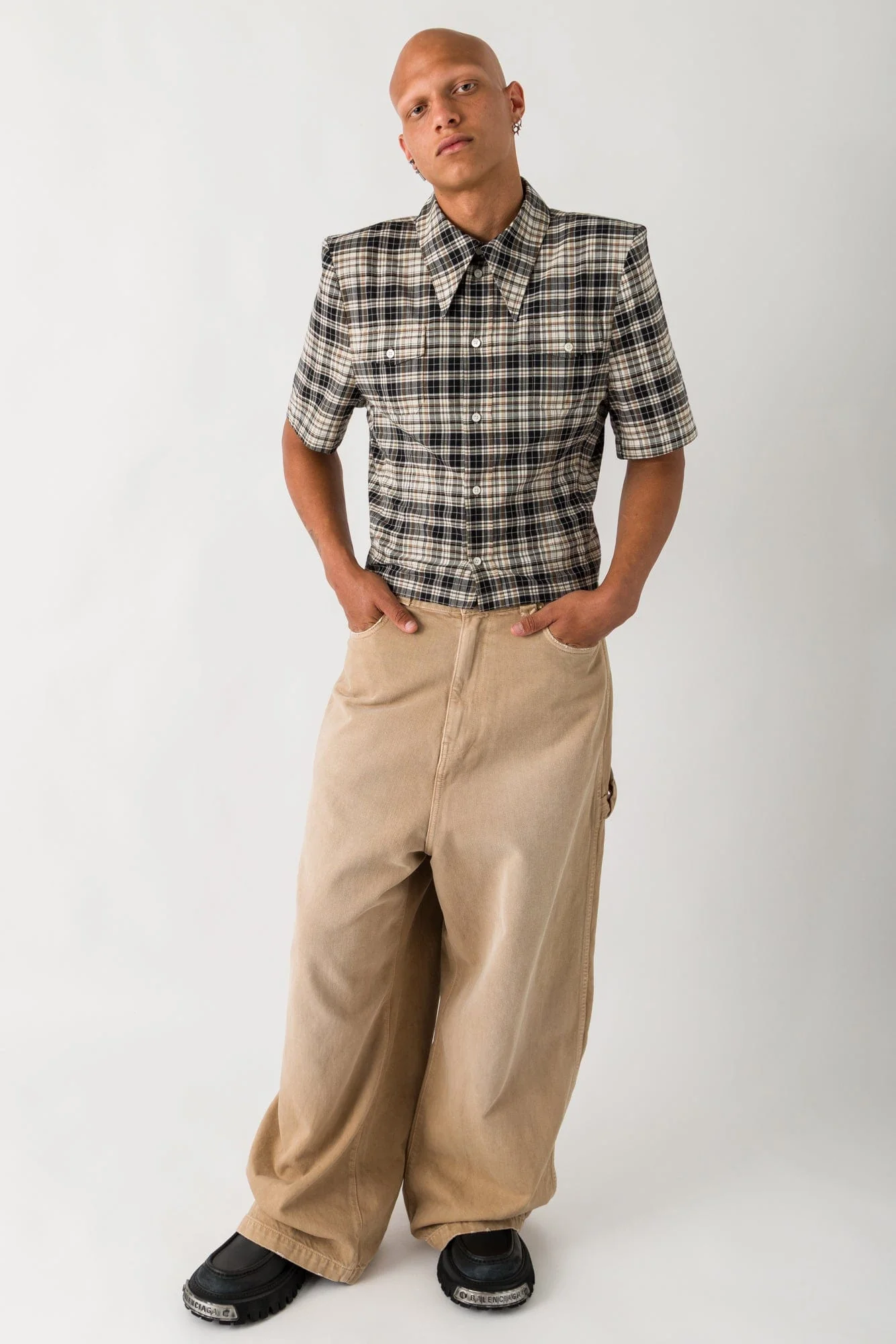 Willy Chavarria Brown Check Staple Workshirt - Image 4