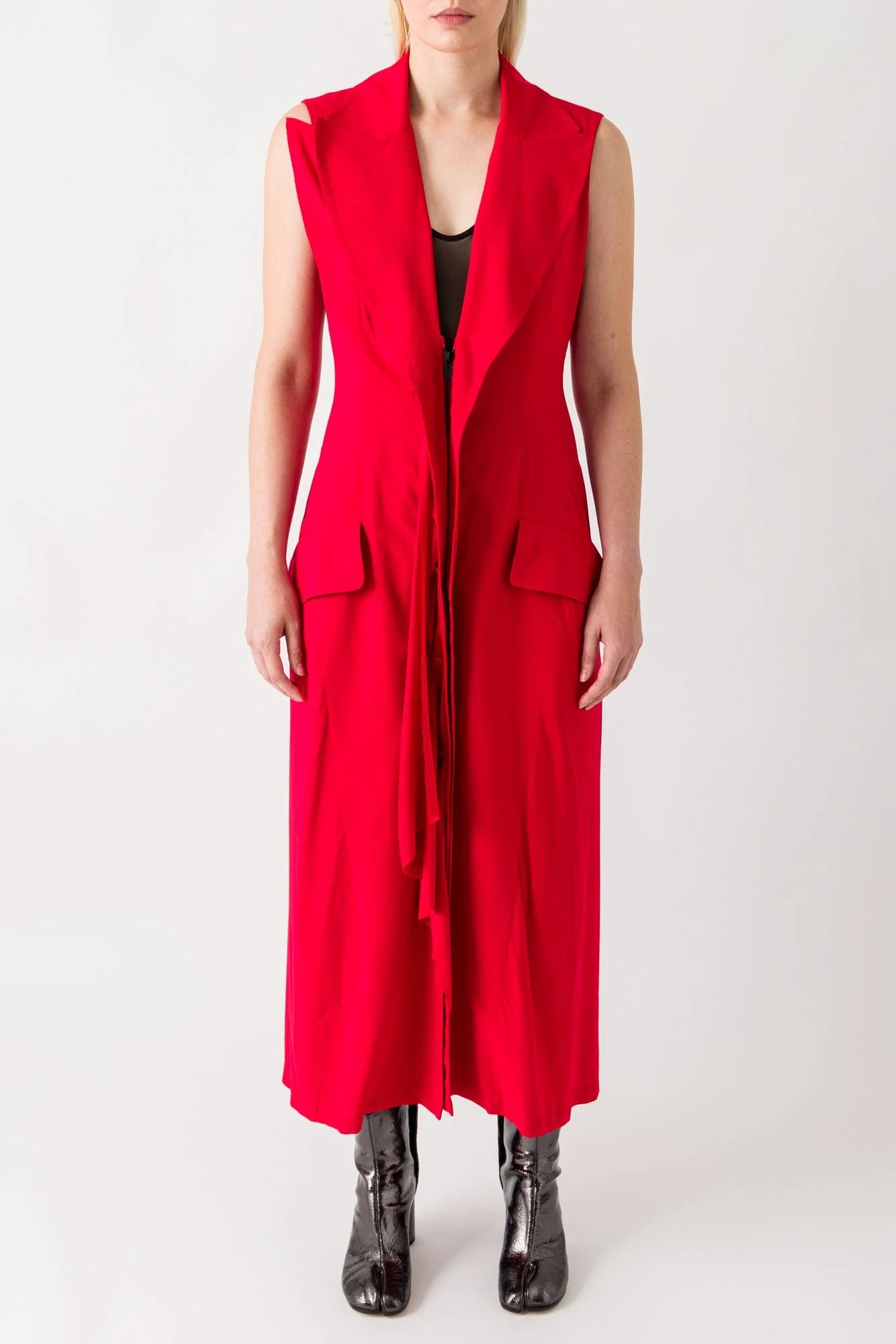 Yohji Yamamoto Front Draped Sleeveless Dress