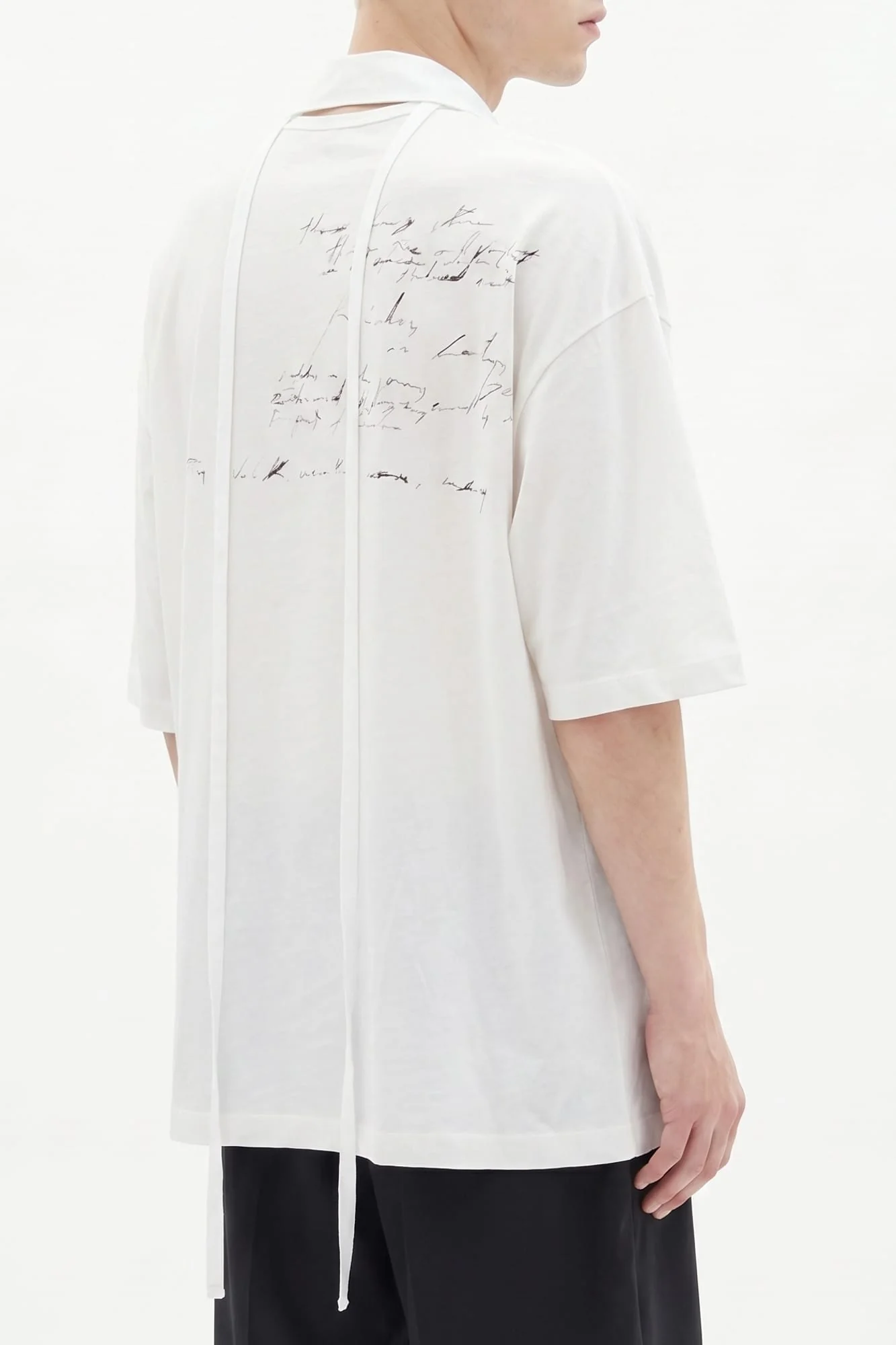Ann Demeulemeester Danvald High Comfort Collar Detail T-Shirt in Ivory SS26 - Image 3