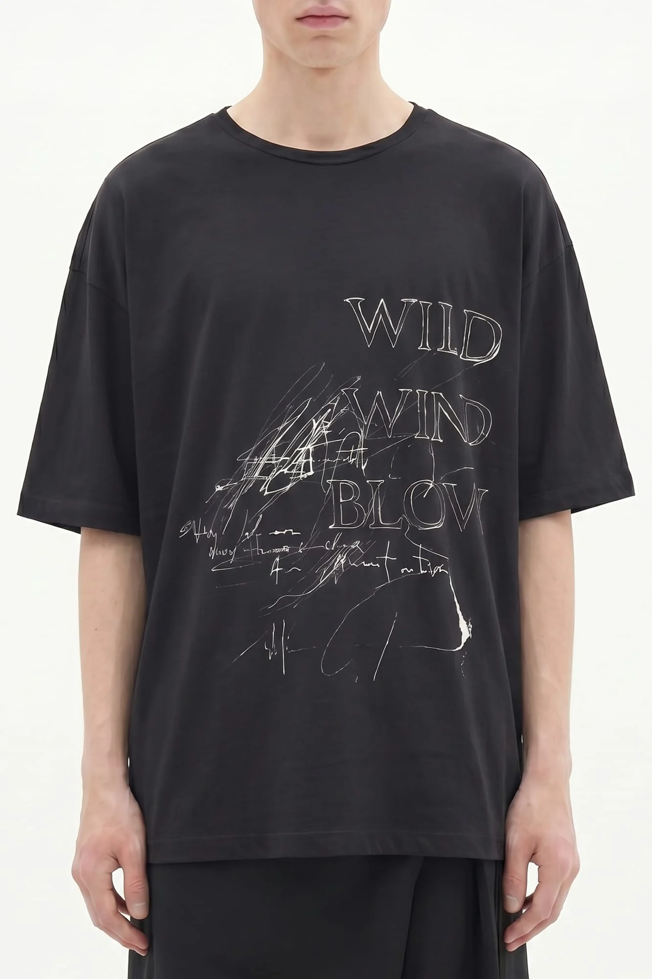 Ann Demeulemeester Dieter High Comfort Graphic T-Shirt in Black SS26