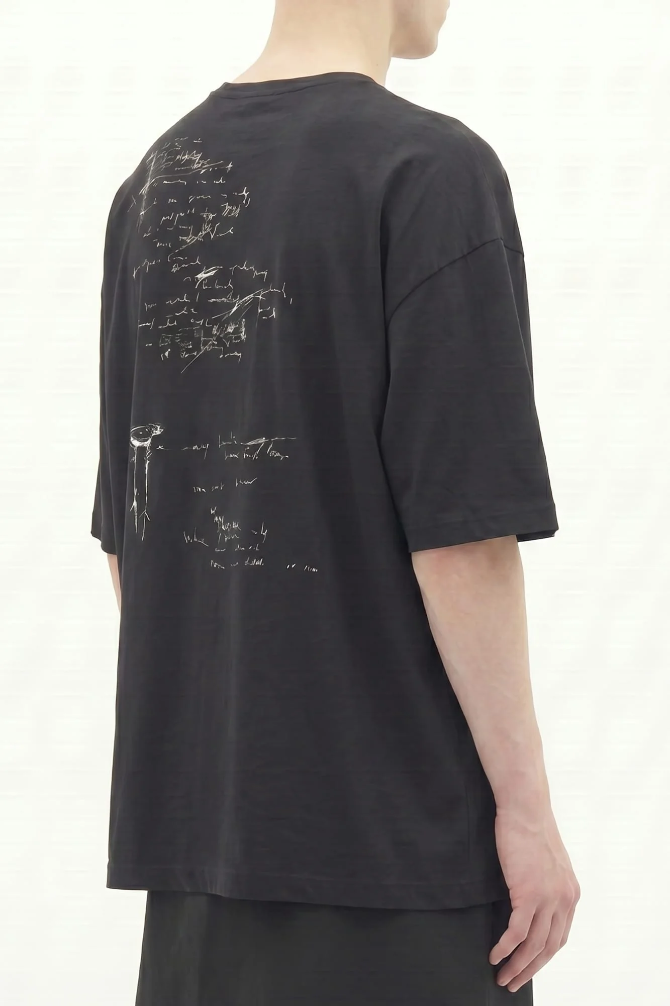 Ann Demeulemeester Dieter High Comfort Graphic T-Shirt in Black SS26 - Image 3