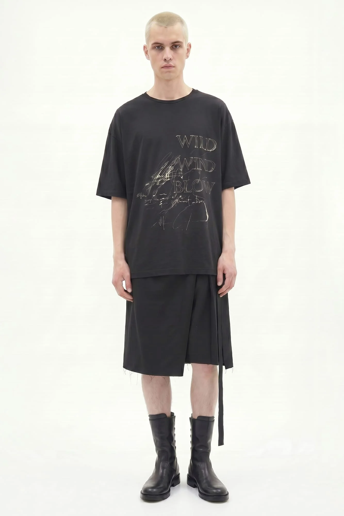 Ann Demeulemeester Dieter High Comfort Graphic T-Shirt in Black SS26 - Image 4