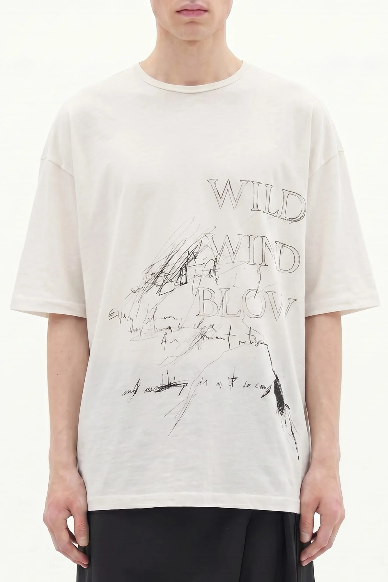 Ann Demeulemeester Dieter High Comfort Graphic T-Shirt in Ivory SS26