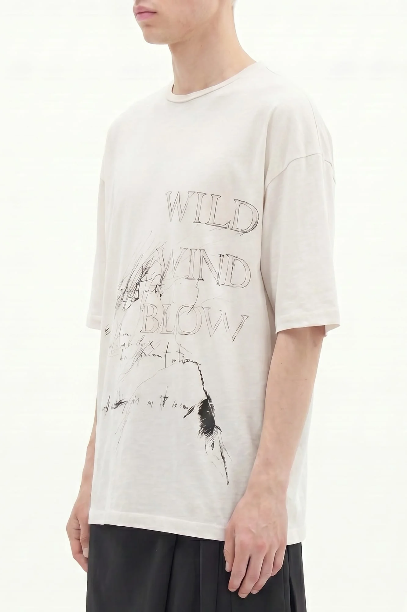 Ann Demeulemeester Dieter High Comfort Graphic T-Shirt in Ivory SS26 - Image 2