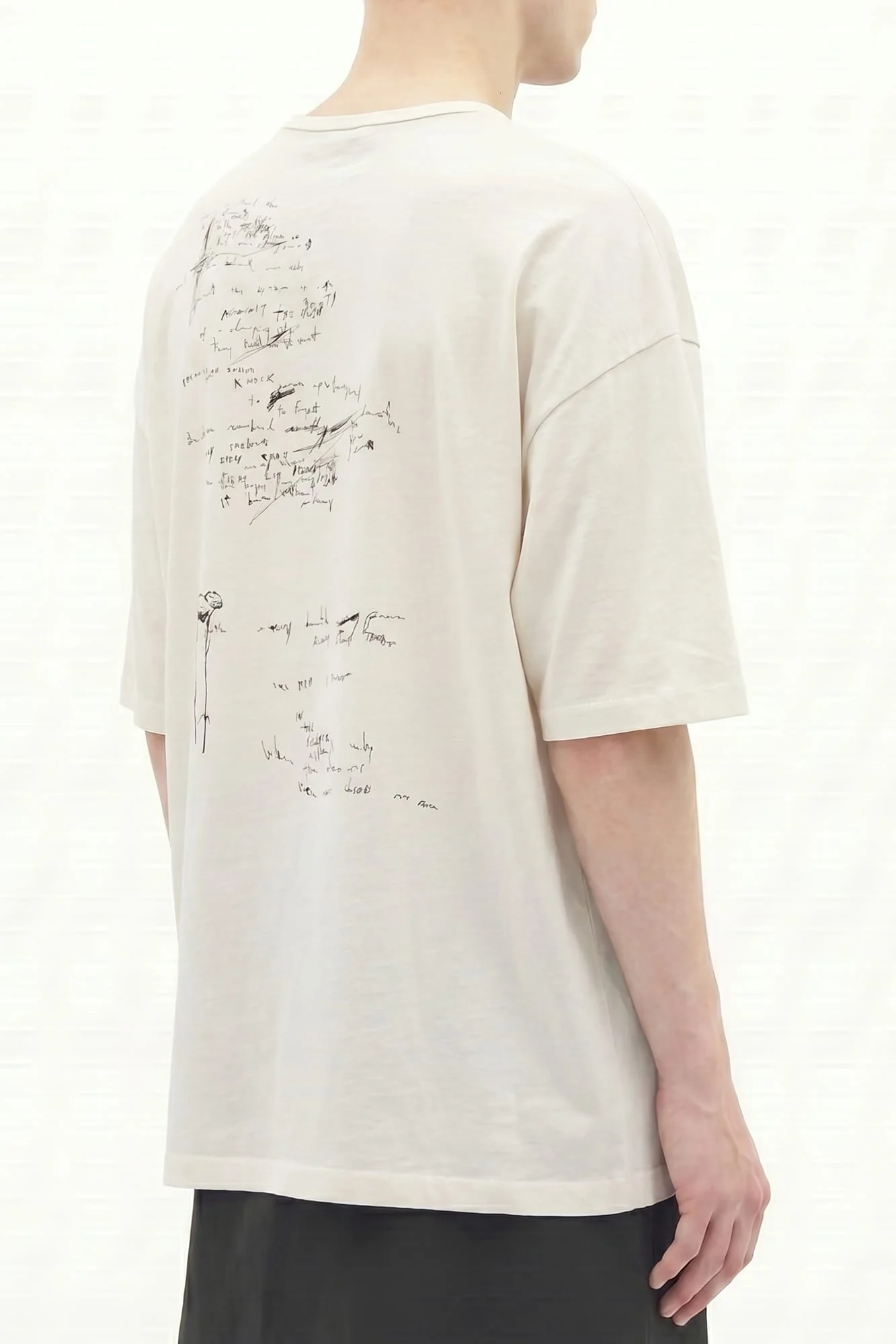 Ann Demeulemeester Dieter High Comfort Graphic T-Shirt in Ivory SS26 - Image 3