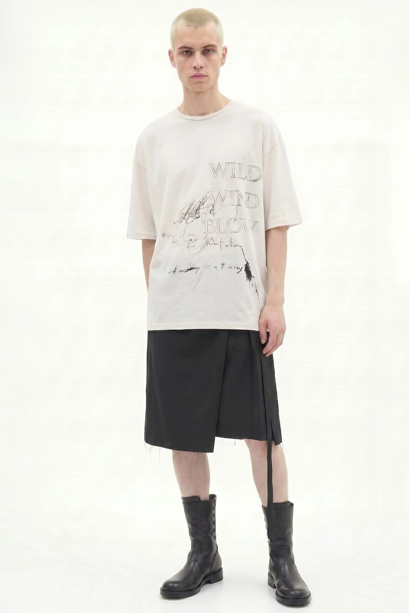 Ann Demeulemeester Dieter High Comfort Graphic T-Shirt in Ivory SS26 - Image 4