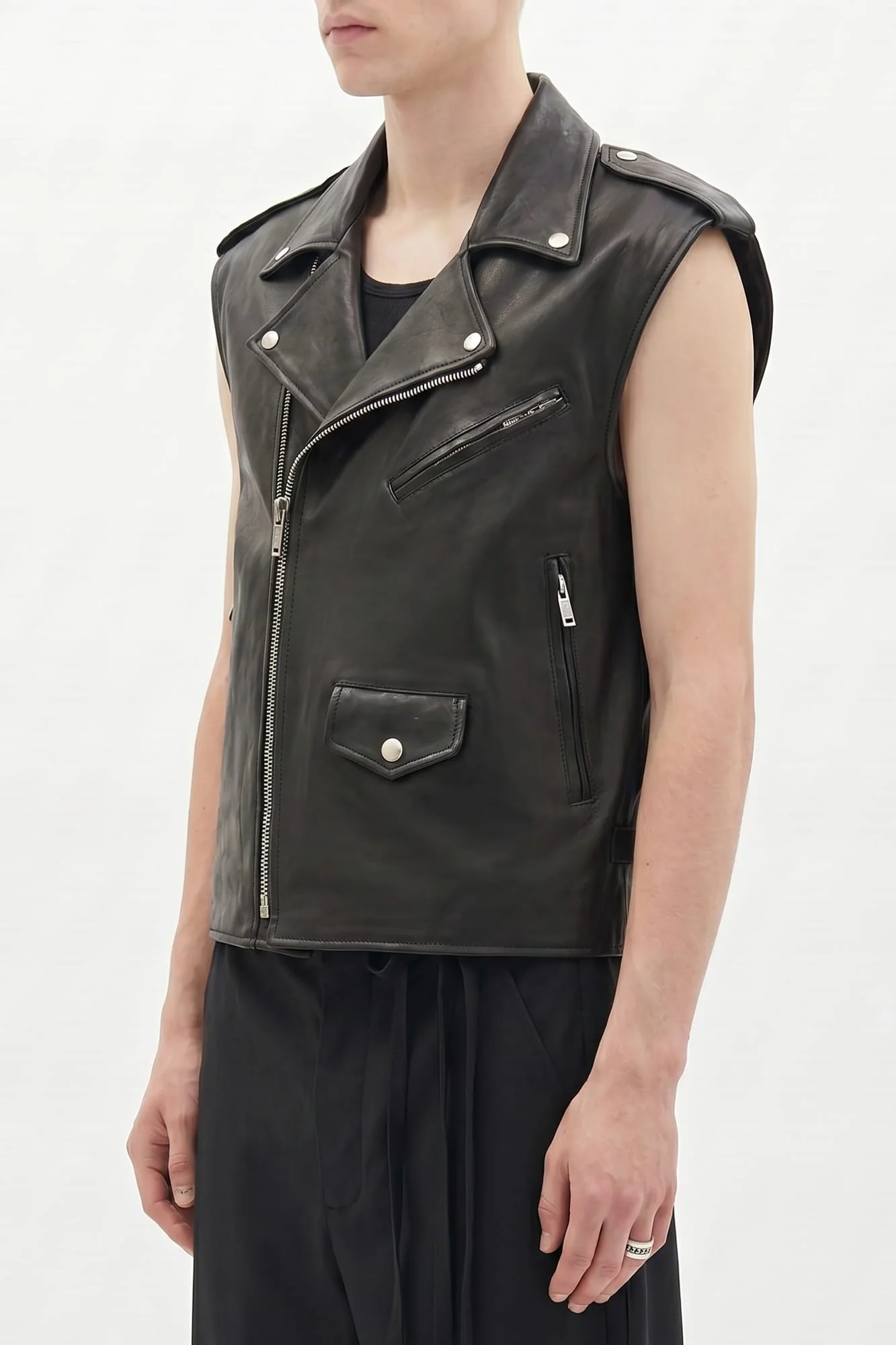 Ann Demeulemeester Faltin Sleeveless Perfecto Leather Vest SS26 - Image 2