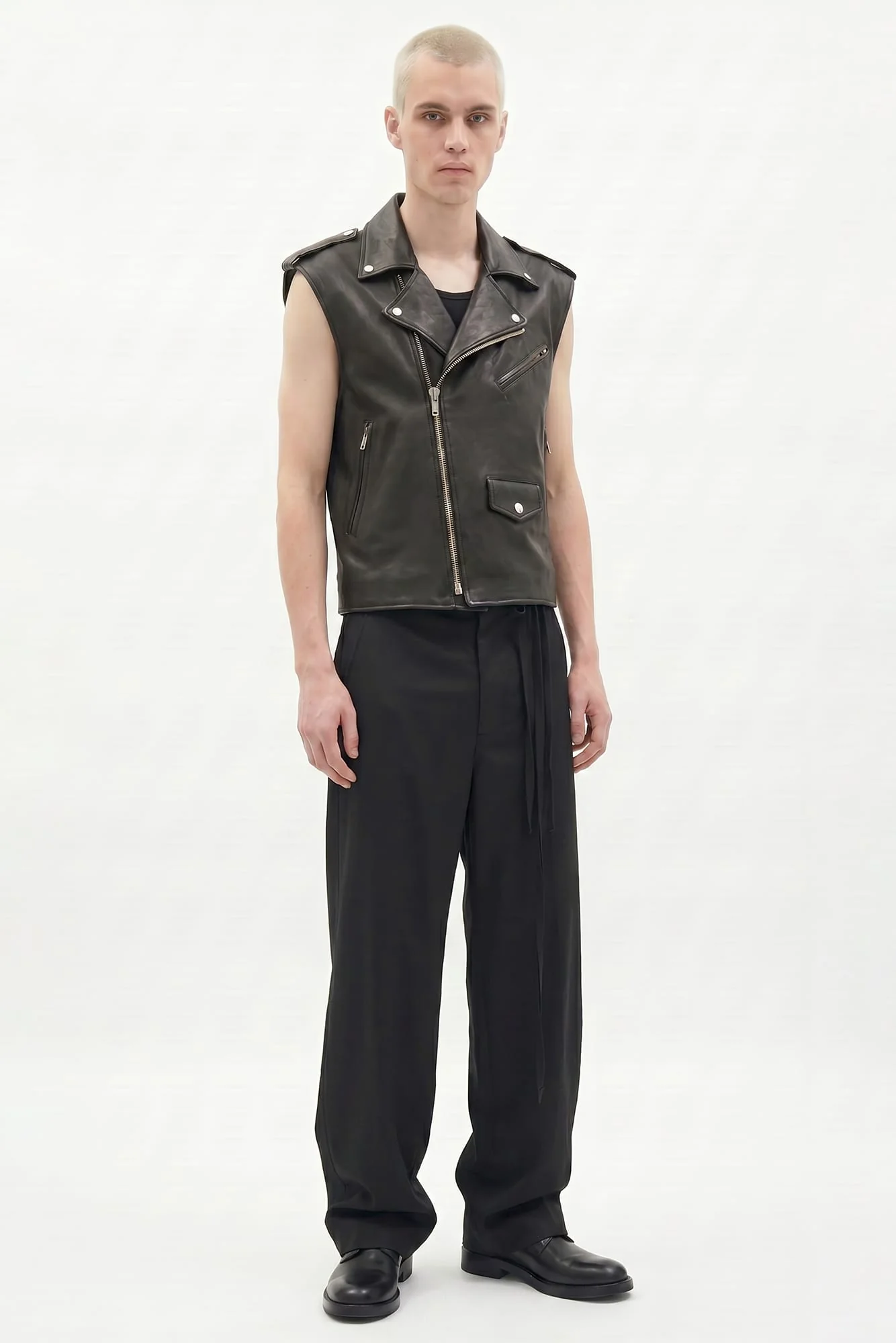 Ann Demeulemeester Faltin Sleeveless Perfecto Leather Vest SS26 - Image 4