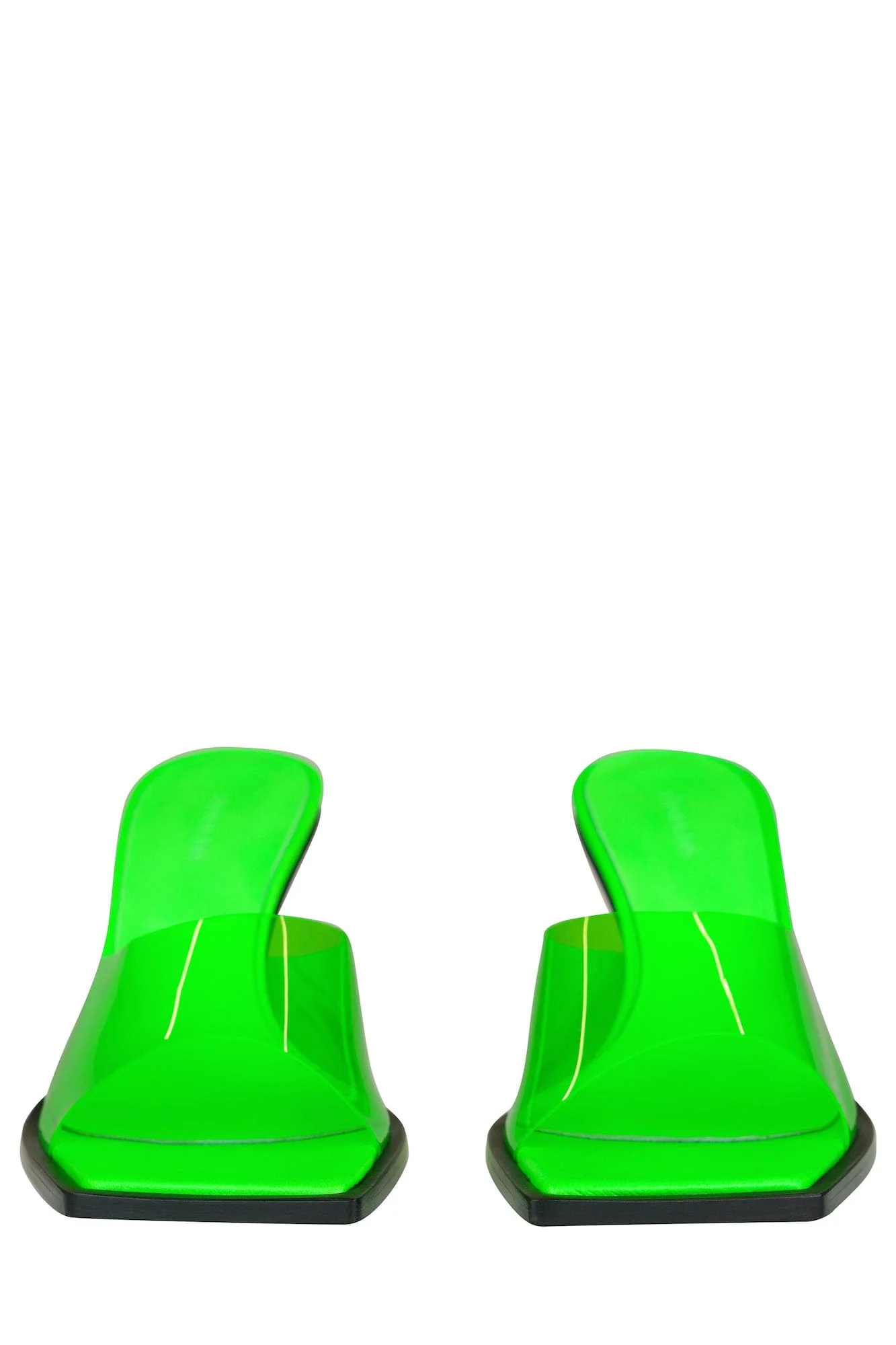 Steven Ma Oblique Heel Sandals in Neon Green - Image 2