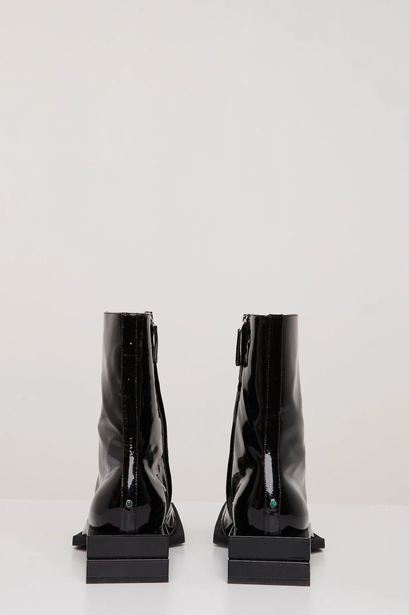 Steven Ma Stacked Heel Boots in Black Patent - Image 4