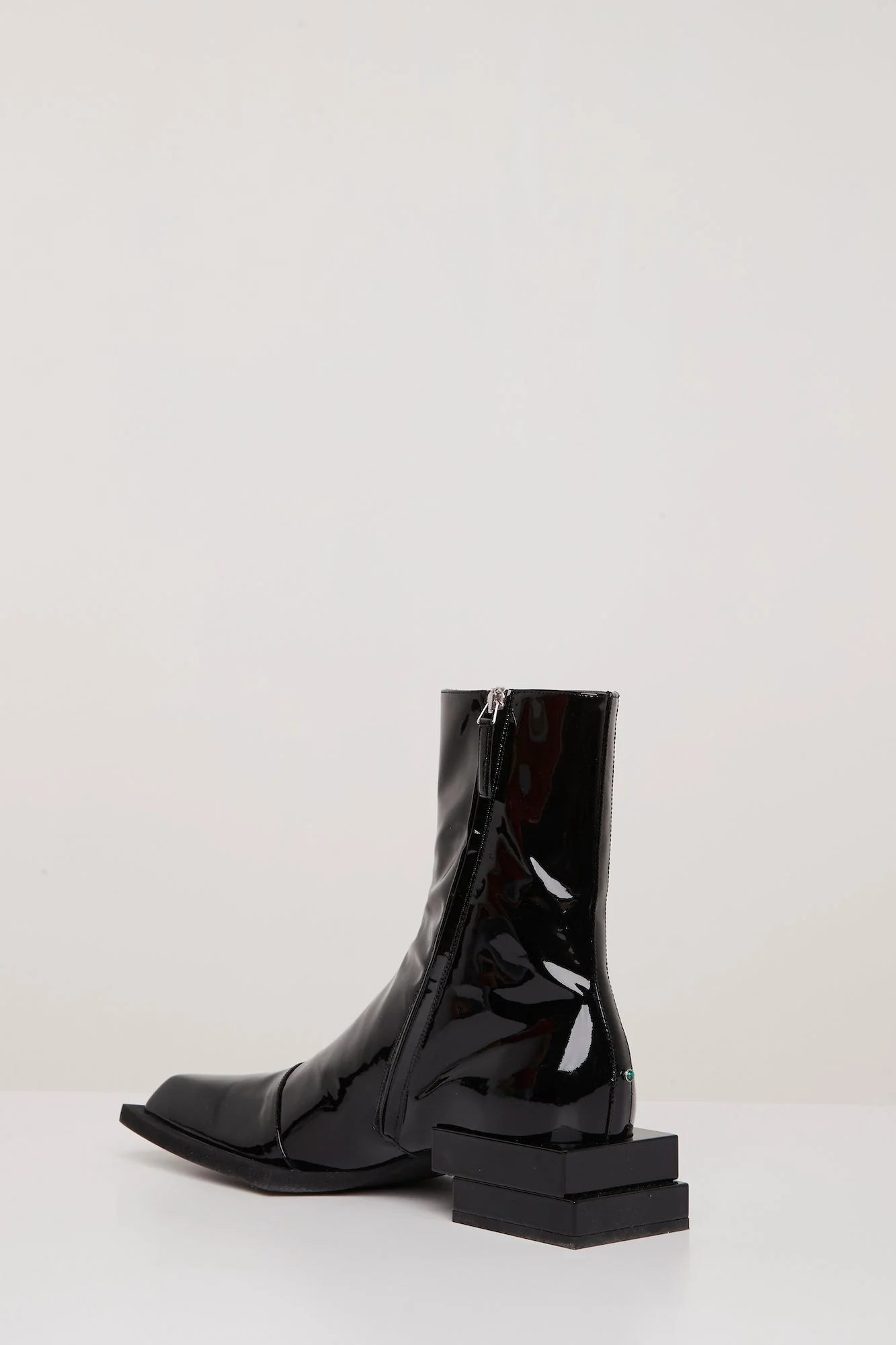 Steven Ma Stacked Heel Boots in Black Patent - Image 5