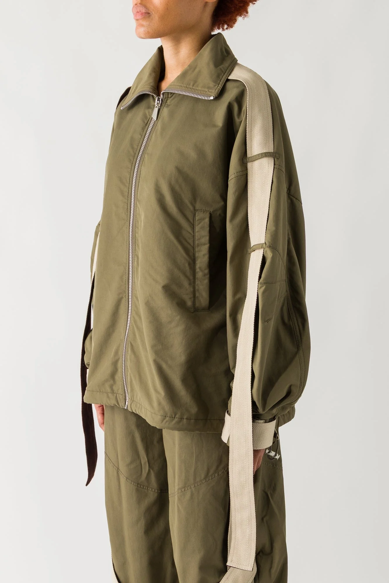The Attico Canvas Parachute Bomber In Military Green - Image 2