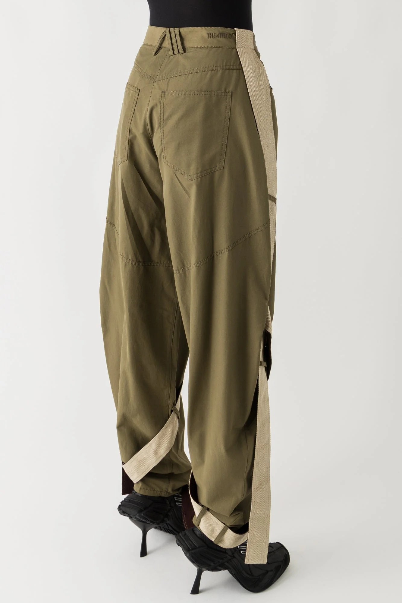The Attico Canvas Parachute Pants In Military Green - Image 3