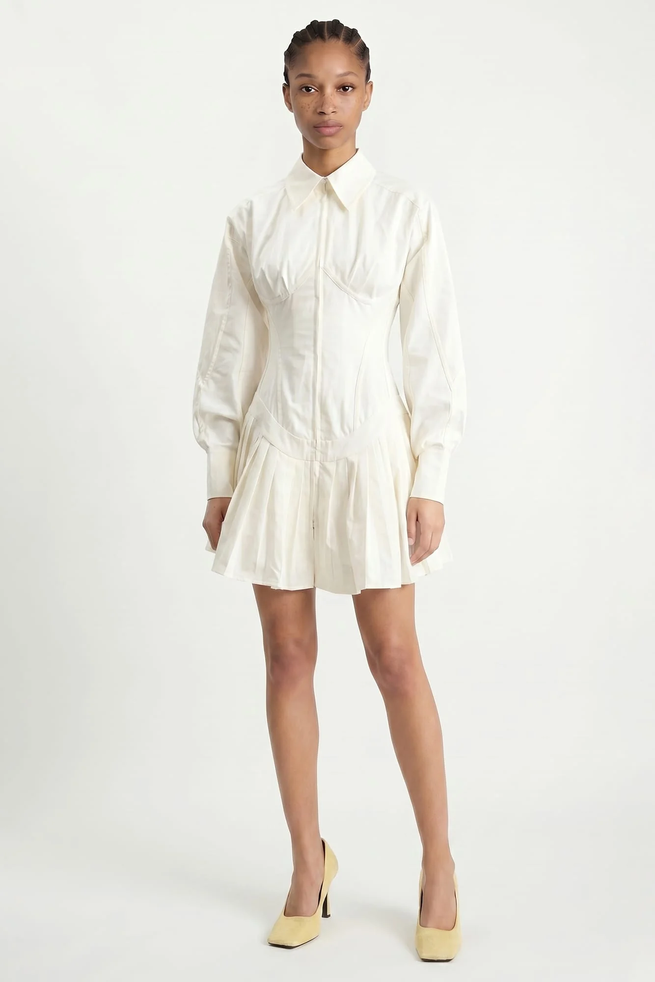 Tolu Coker Contour Bustier Pleated Shirt Dress - Image 4