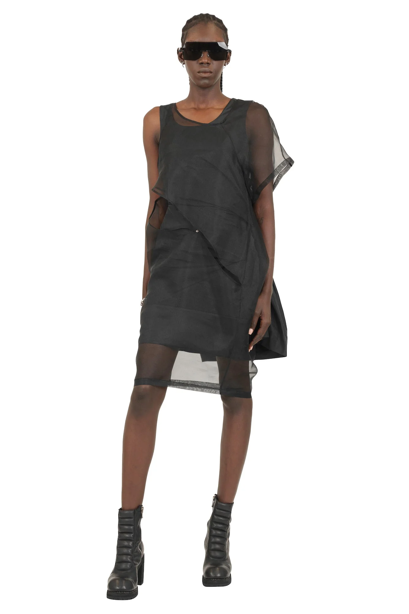 Undercover Black Sheer One Sleeve Dress