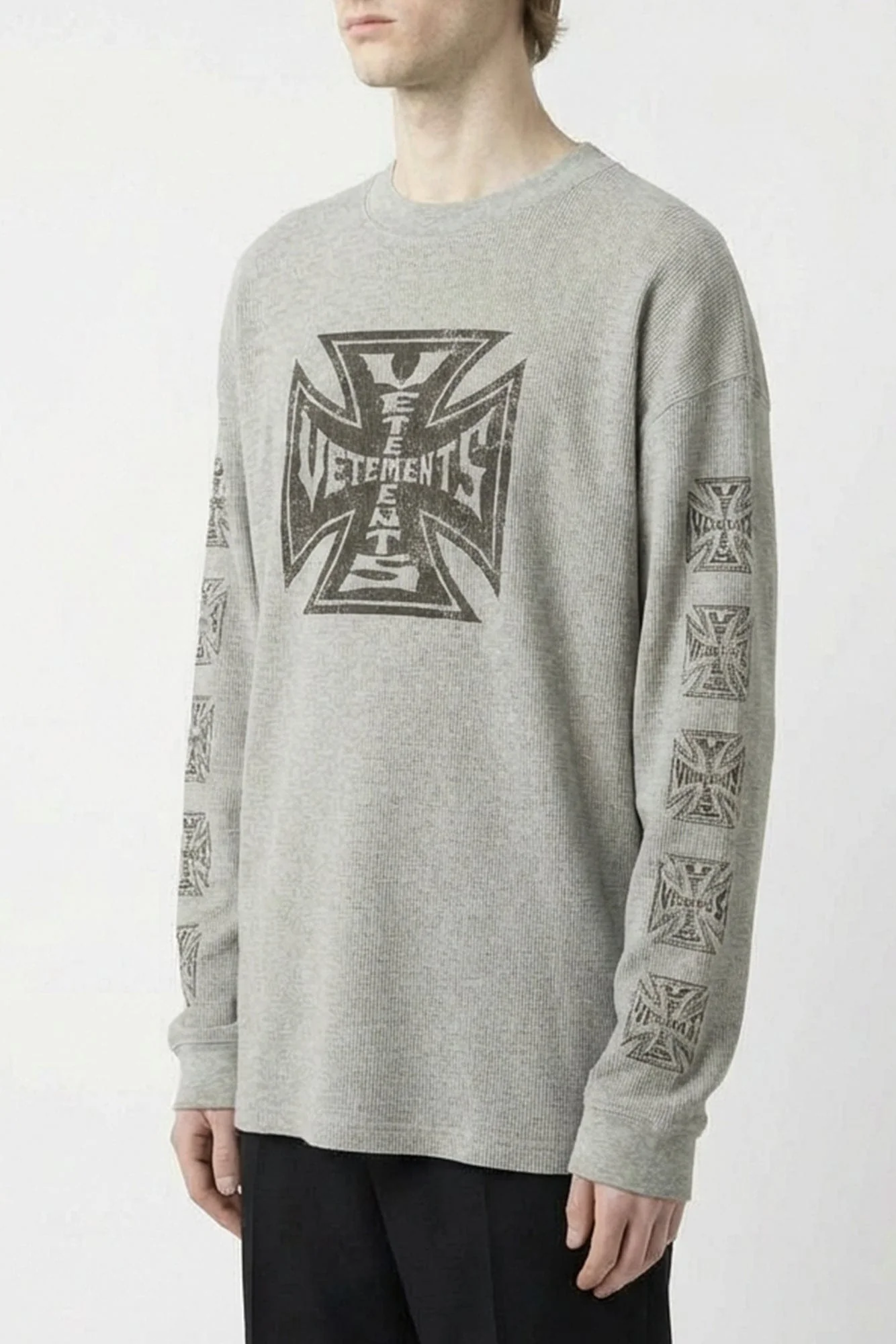 Vetements Biker Cross Waffle Long Sleeve in Grey - Image 2