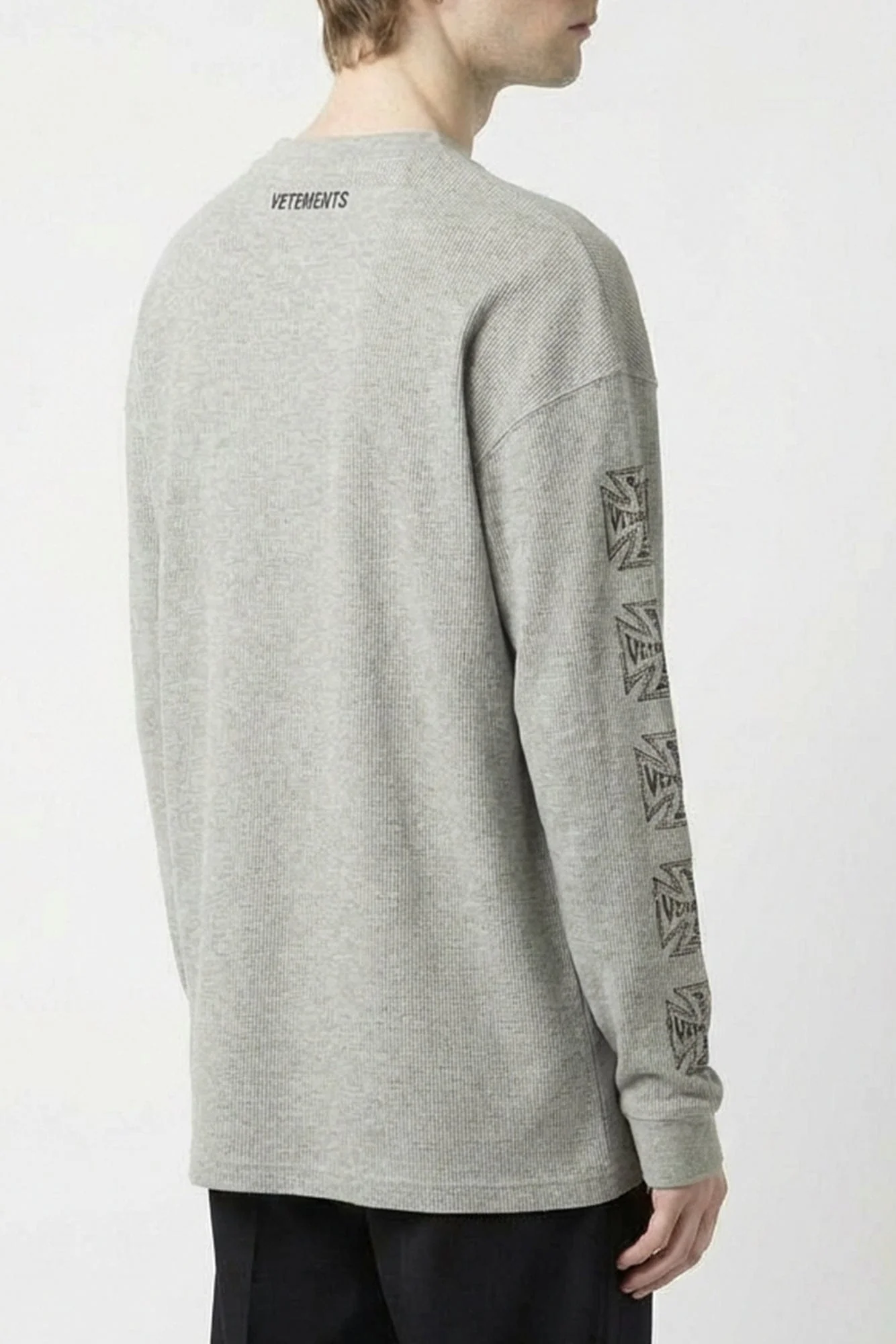 Vetements Biker Cross Waffle Long Sleeve in Grey - Image 3
