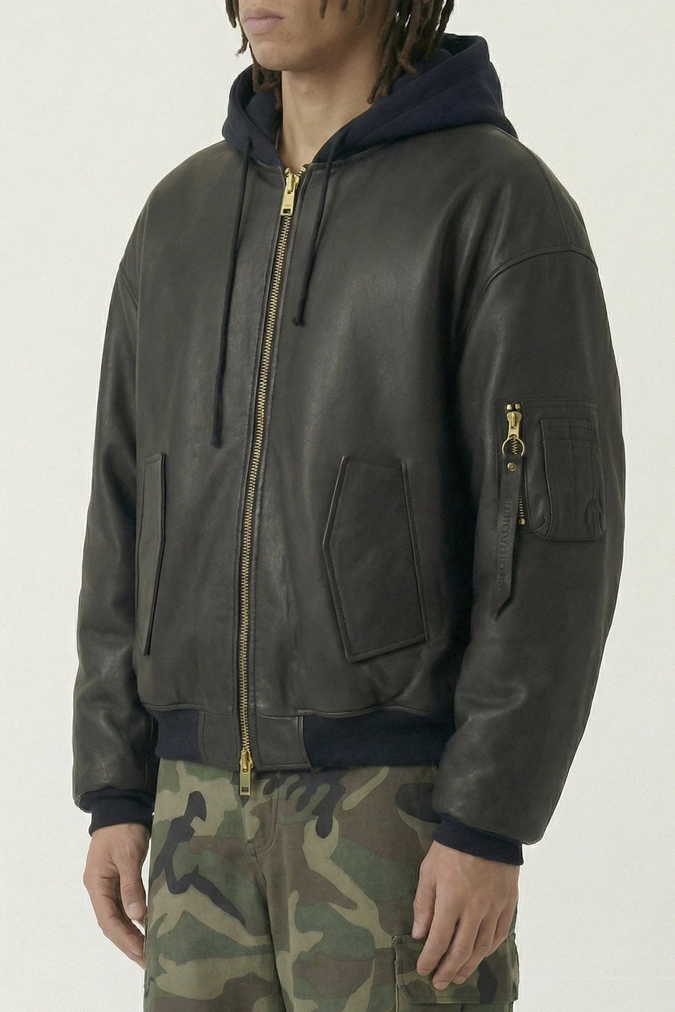 Vetements Leather Bomber with Attached Hood - Image 2