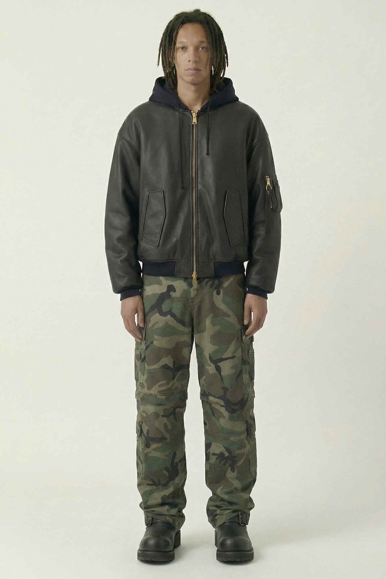 Vetements Leather Bomber with Attached Hood - Image 4