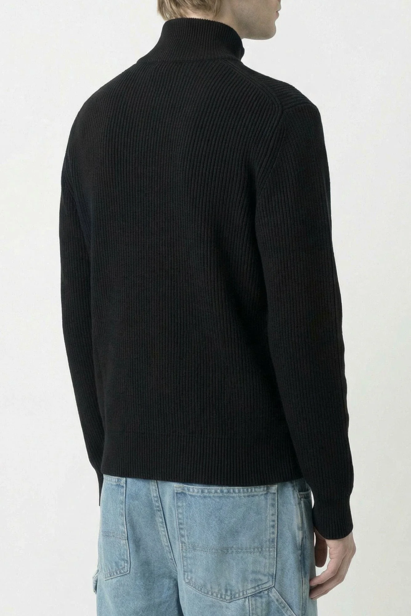 Vetements Leather Cross Zip-Up Sweater in Black - Image 3