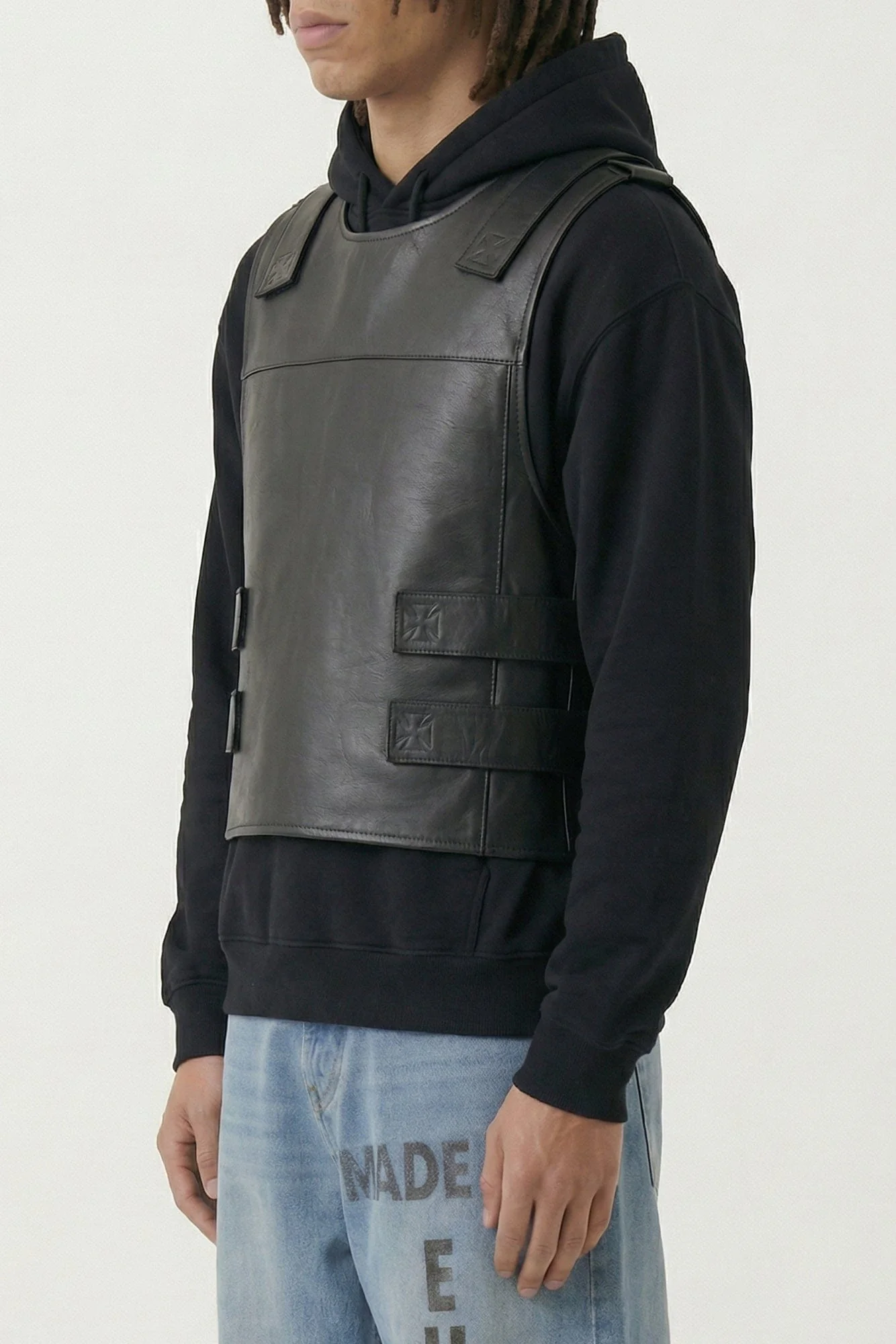 Vetements Leather Velcro Vest in Black - Image 2