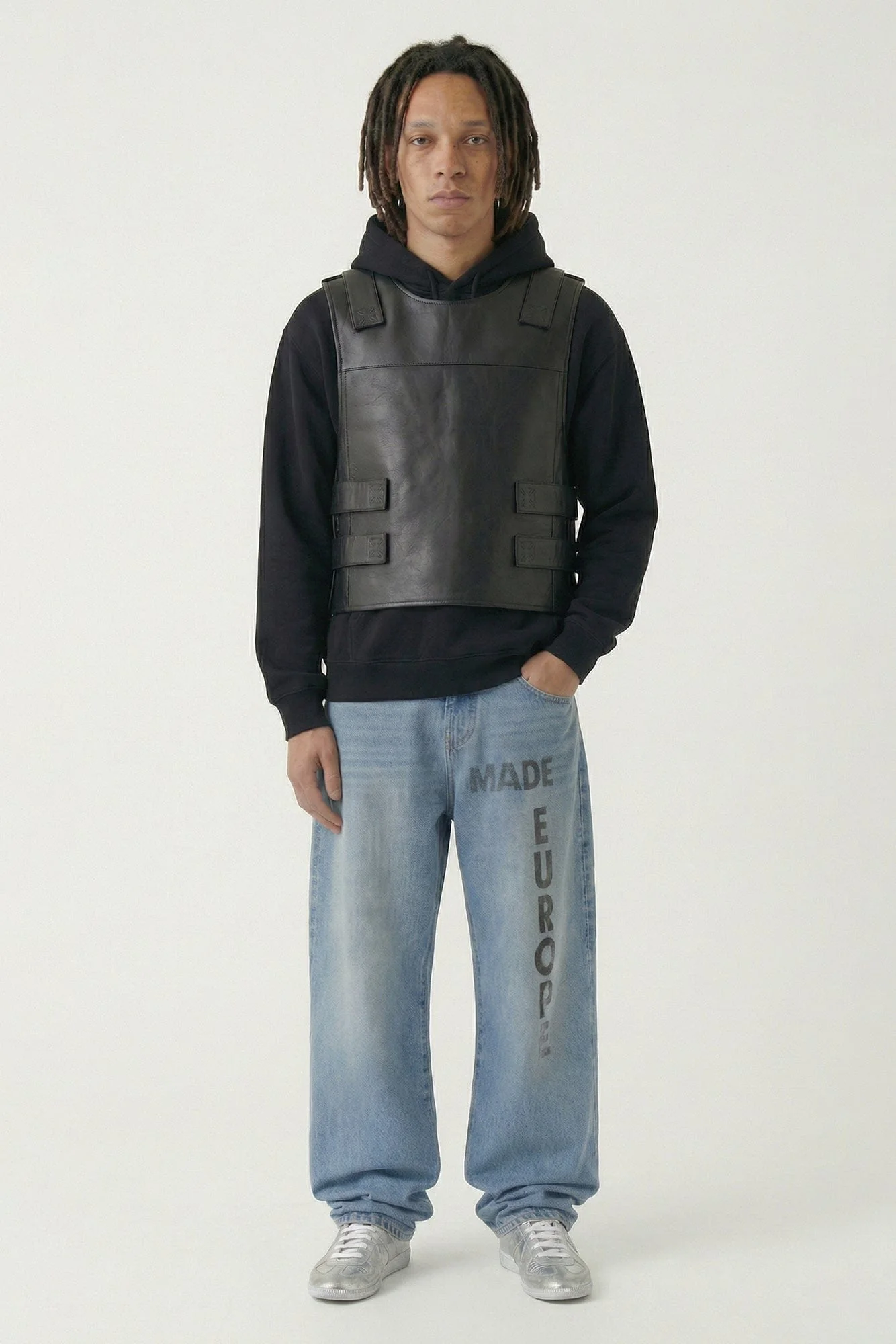 Vetements Leather Velcro Vest in Black - Image 4