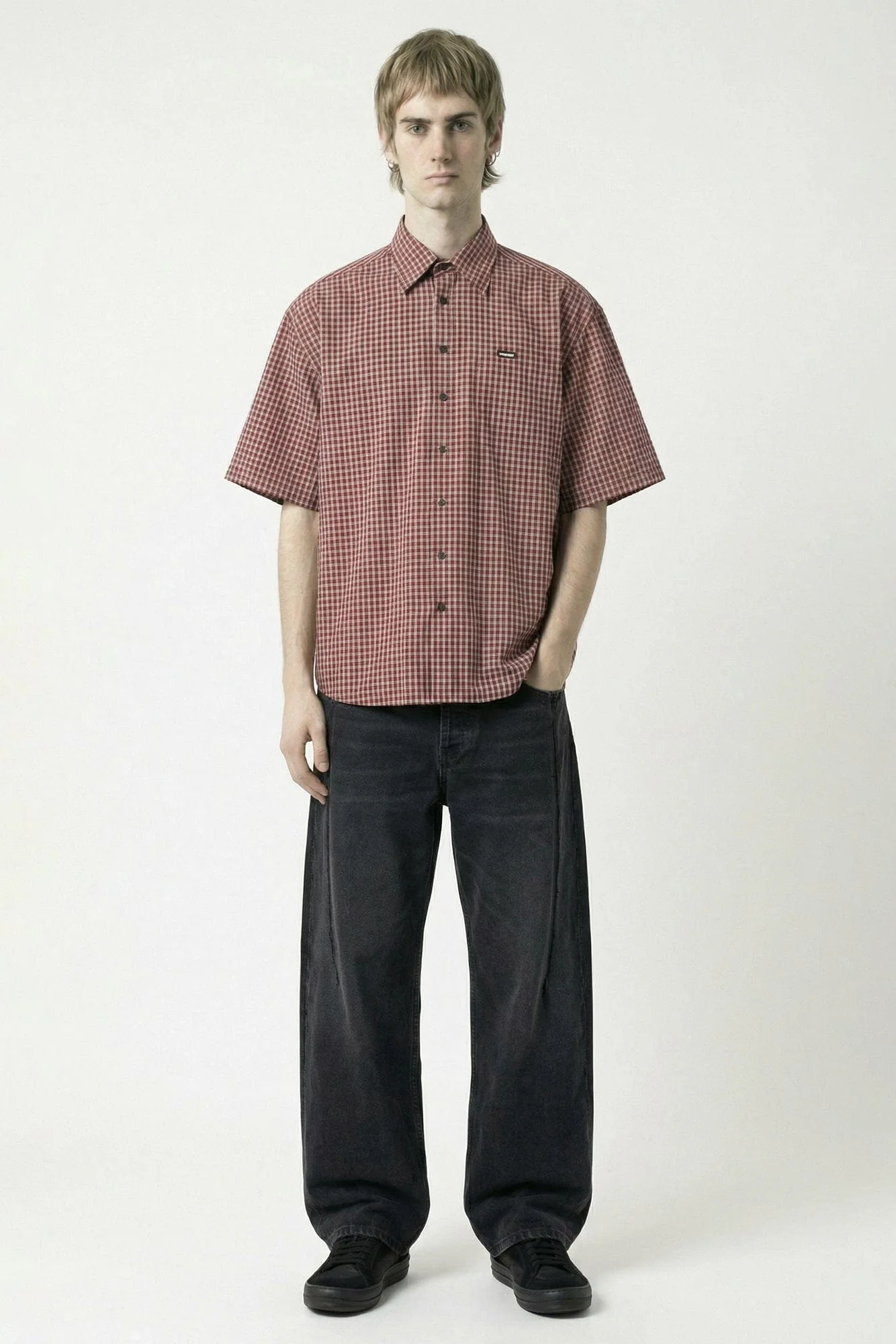 Vetements Short Sleeve Shirt in Red Check - Image 4