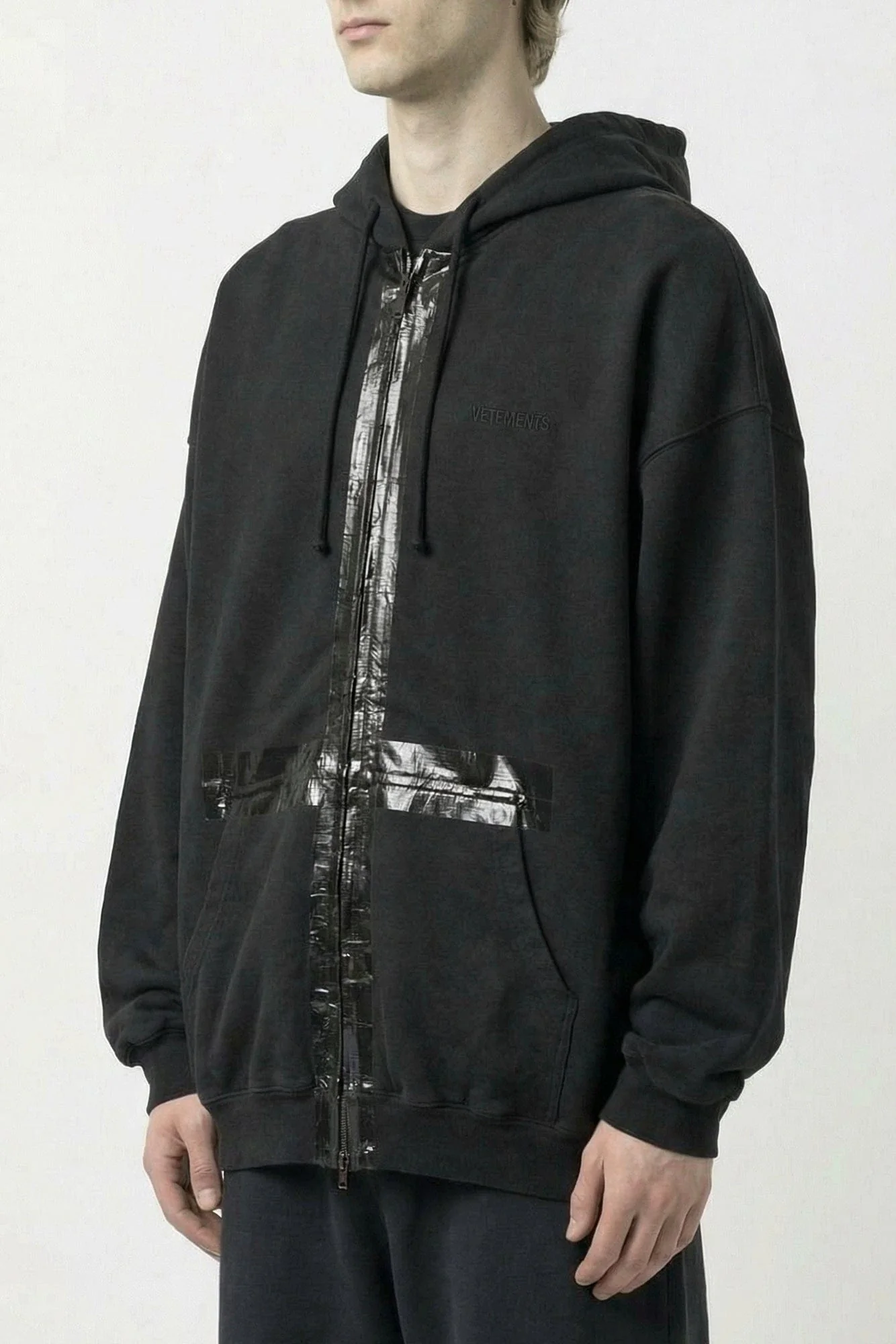 Vetements Taped Zip-Up Hoodie in Black - Image 2