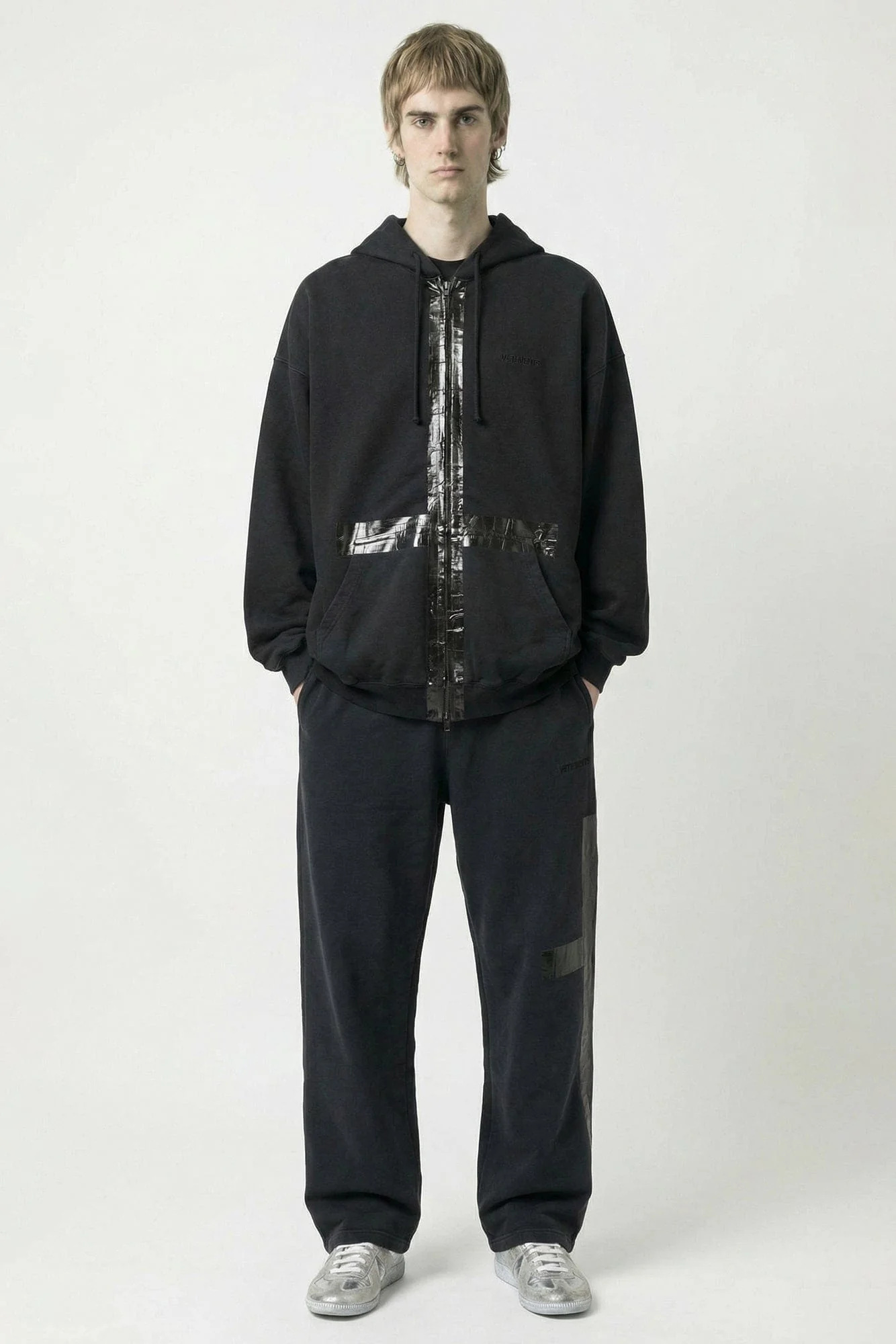 Vetements Taped Zip-Up Hoodie in Black - Image 4
