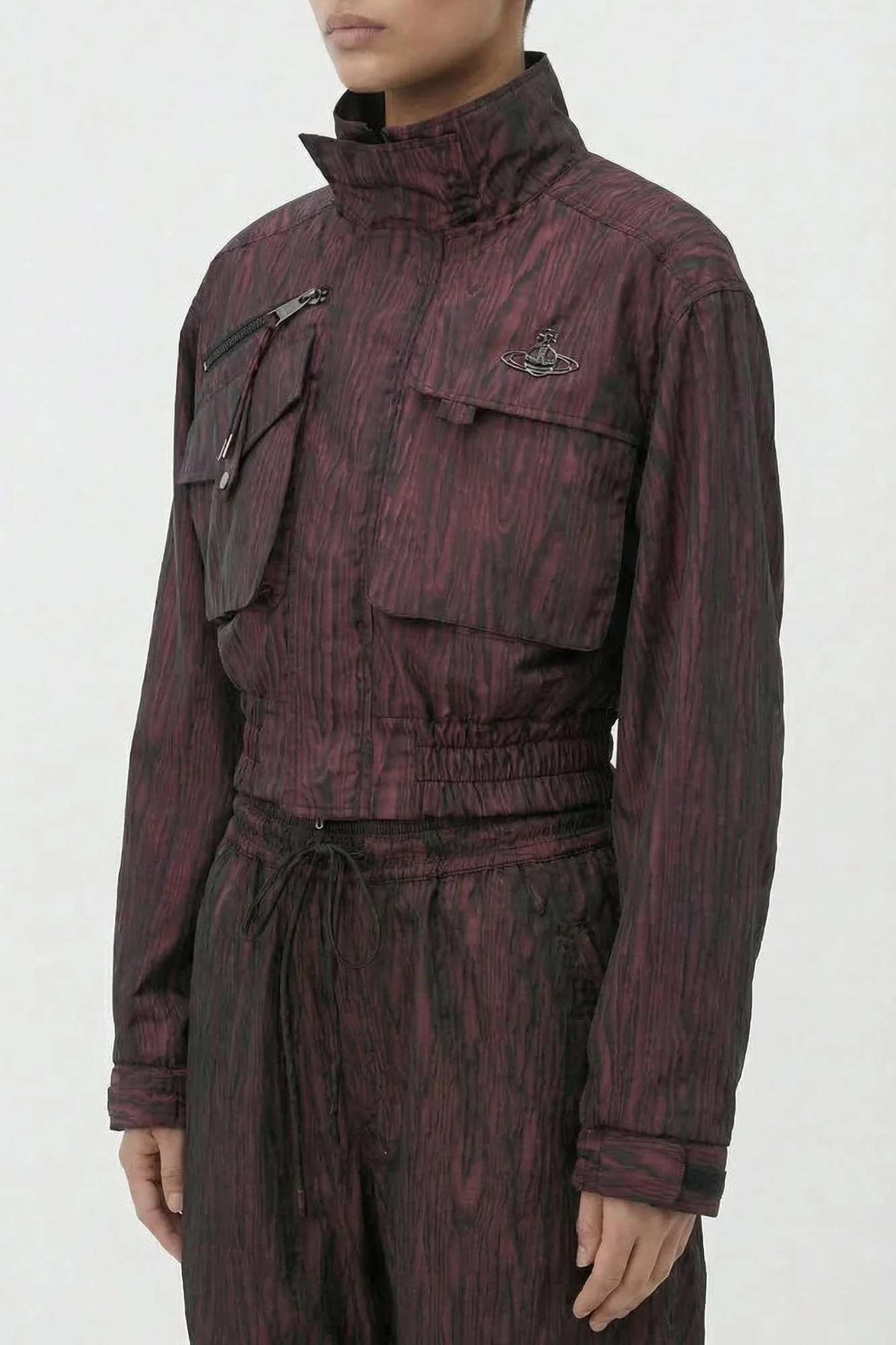 Vivienne Westwood Memphis Cropped Bomber in Bordeaux - Image 2