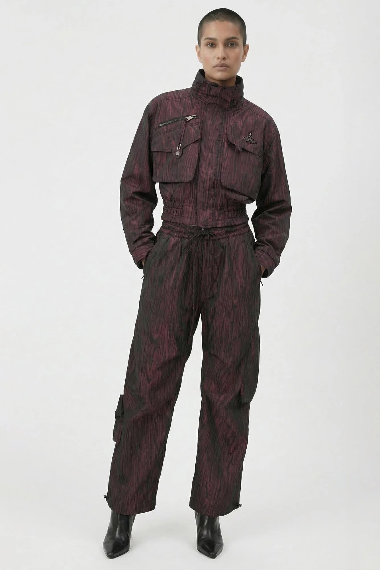 Vivienne Westwood Memphis Cropped Bomber in Bordeaux - Image 4