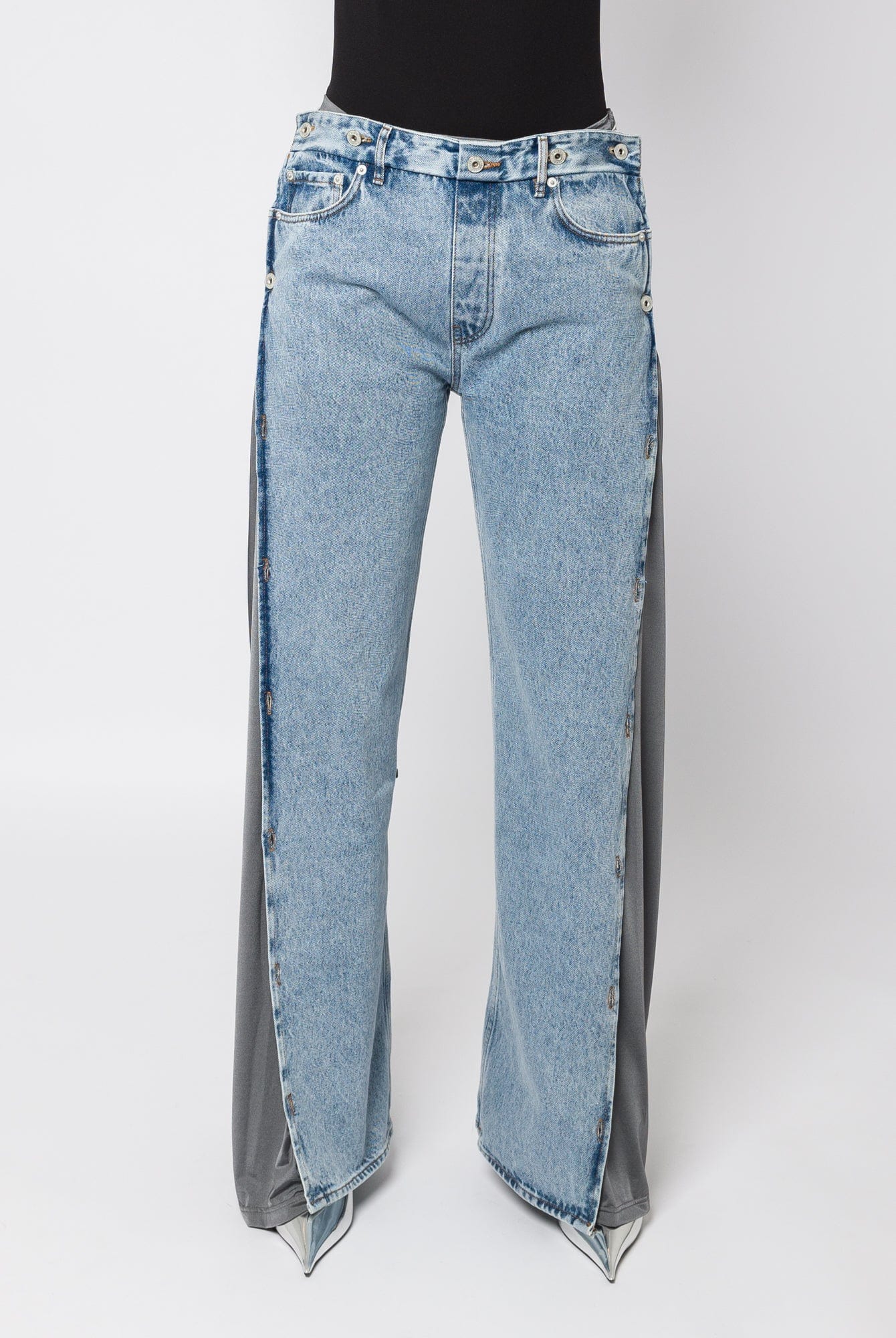 Y/Project Collapsed Waist Jeans in Ice Blue