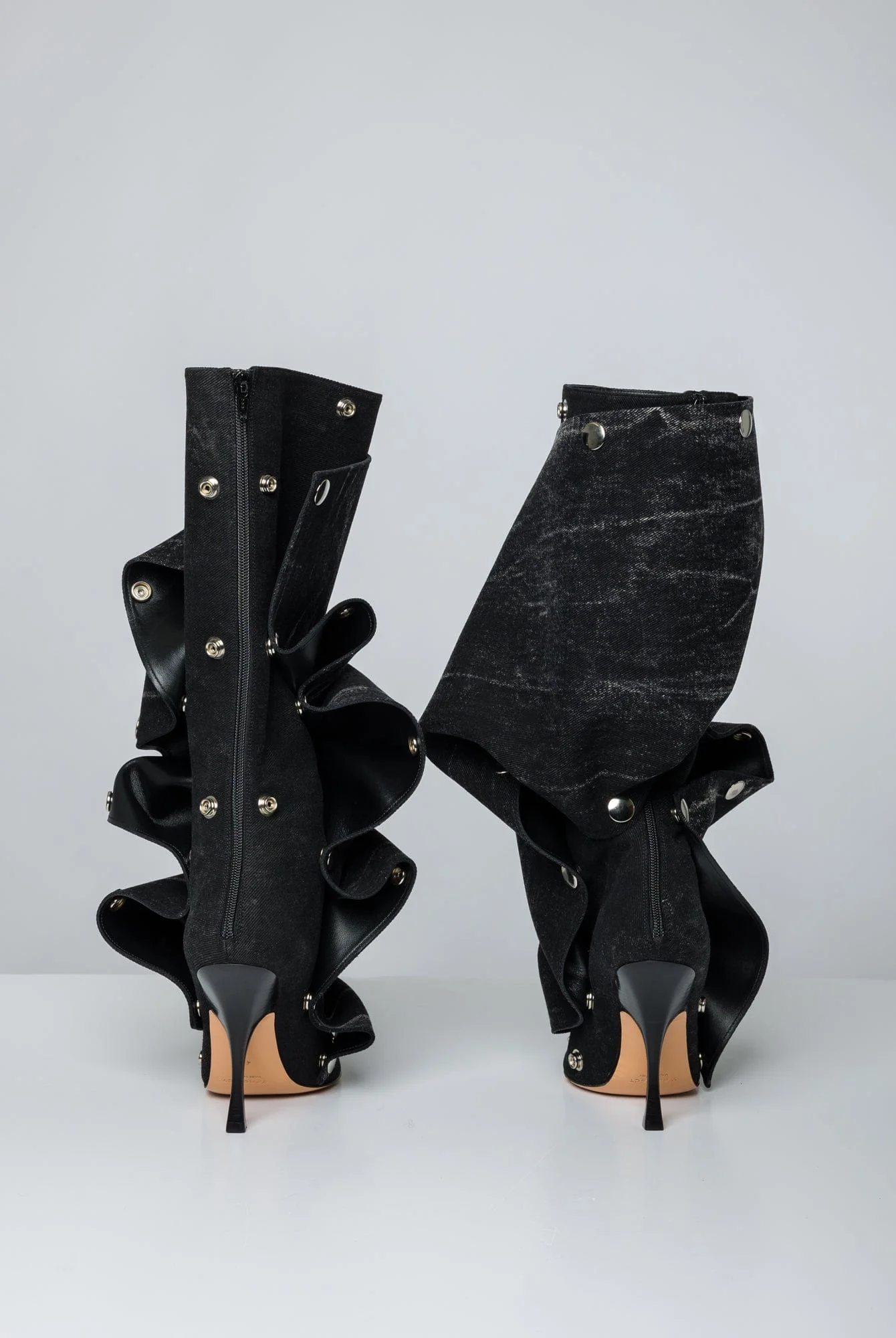 Y/Project Snap Boots in Black Vertical Whiskers - Image 5