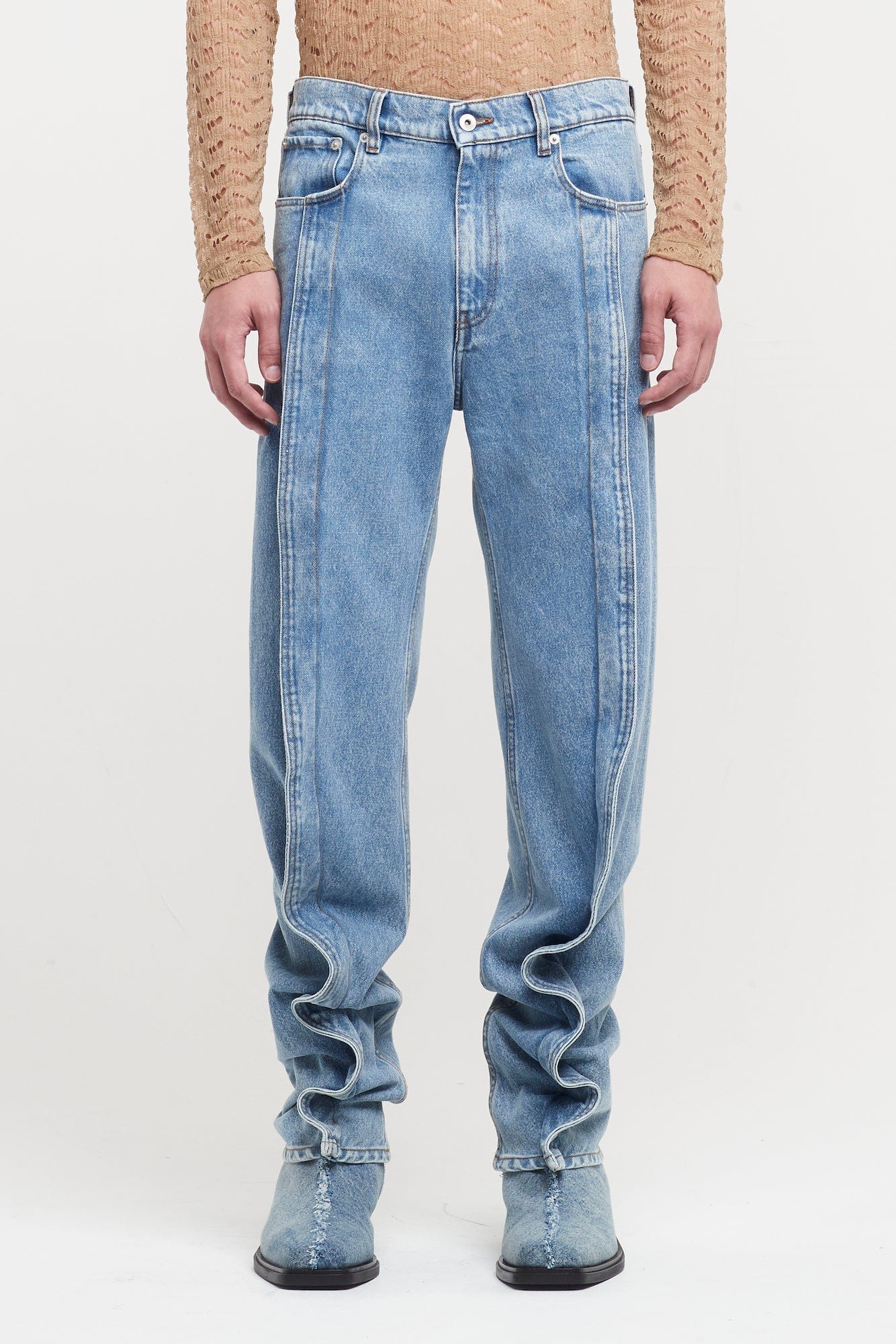 Y/Project Slim Banana Jeans in Blue - Image 5